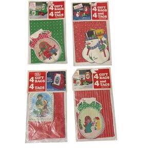 Vintage Christmas Gift Bags Tags 1984 Lot Of 4 Jeanmarie Creations New Old Stock